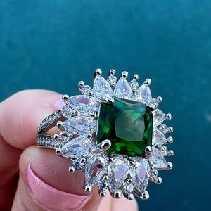 Green and Clear CZ ring